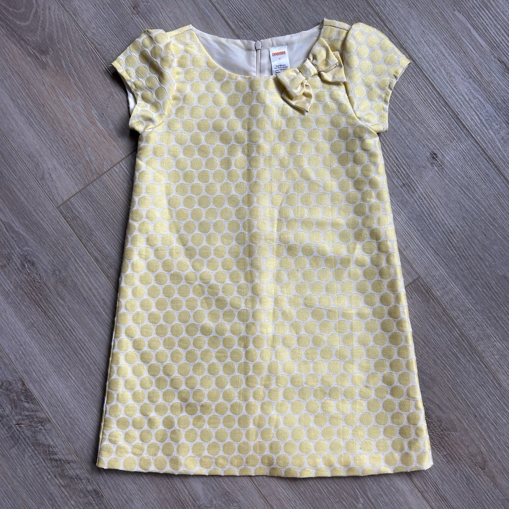 GYMBOREE 2015 Dress Size 7 Yellow Polka Dot Cap Sleeve‎ Special Occassion